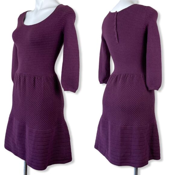 Boden libby textured sweater knit dress 4 purple plum warm fall preppy Wh552 - Picture 4 of 16